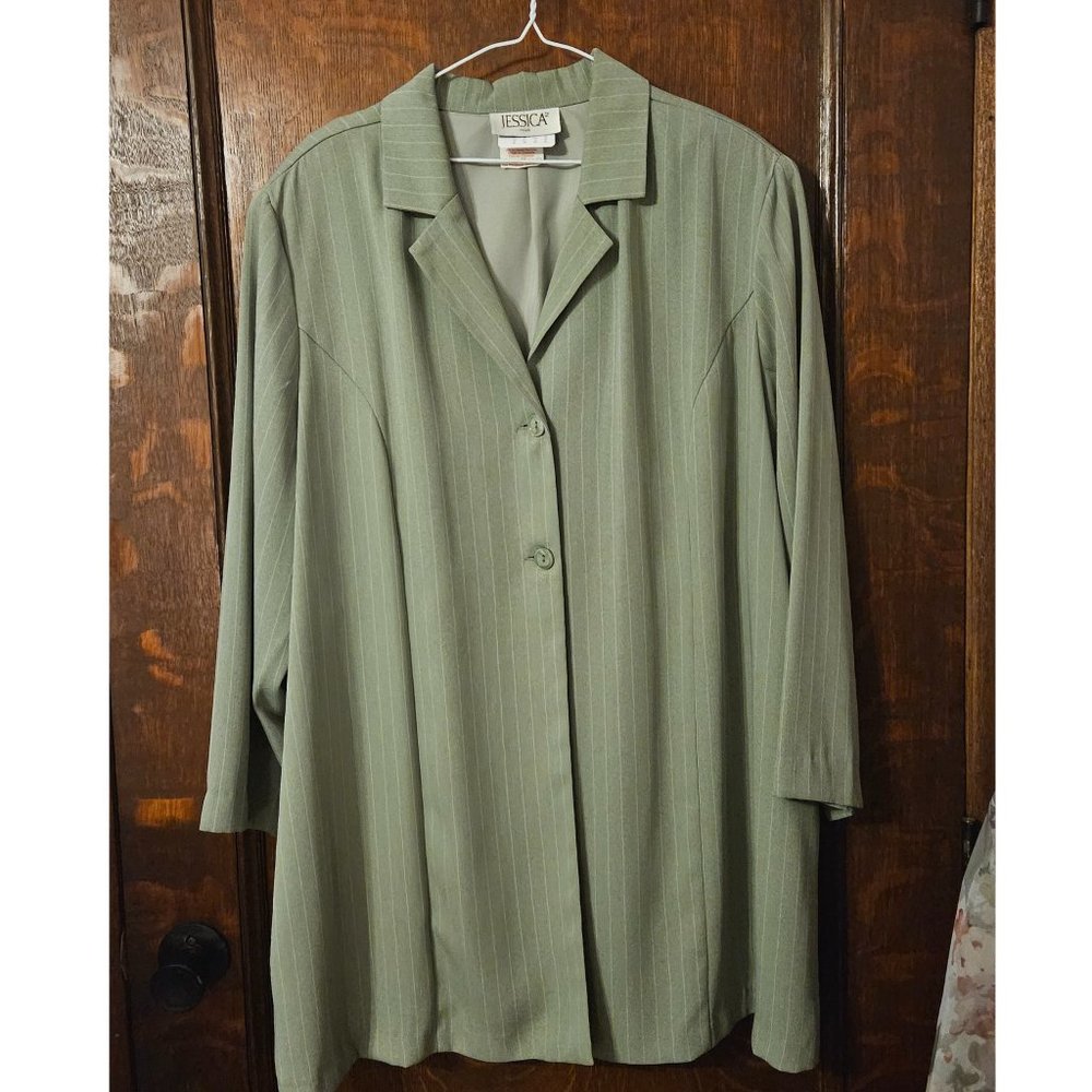 Jessica Vintage Green Blazer With Shoulder Pads Plus Size